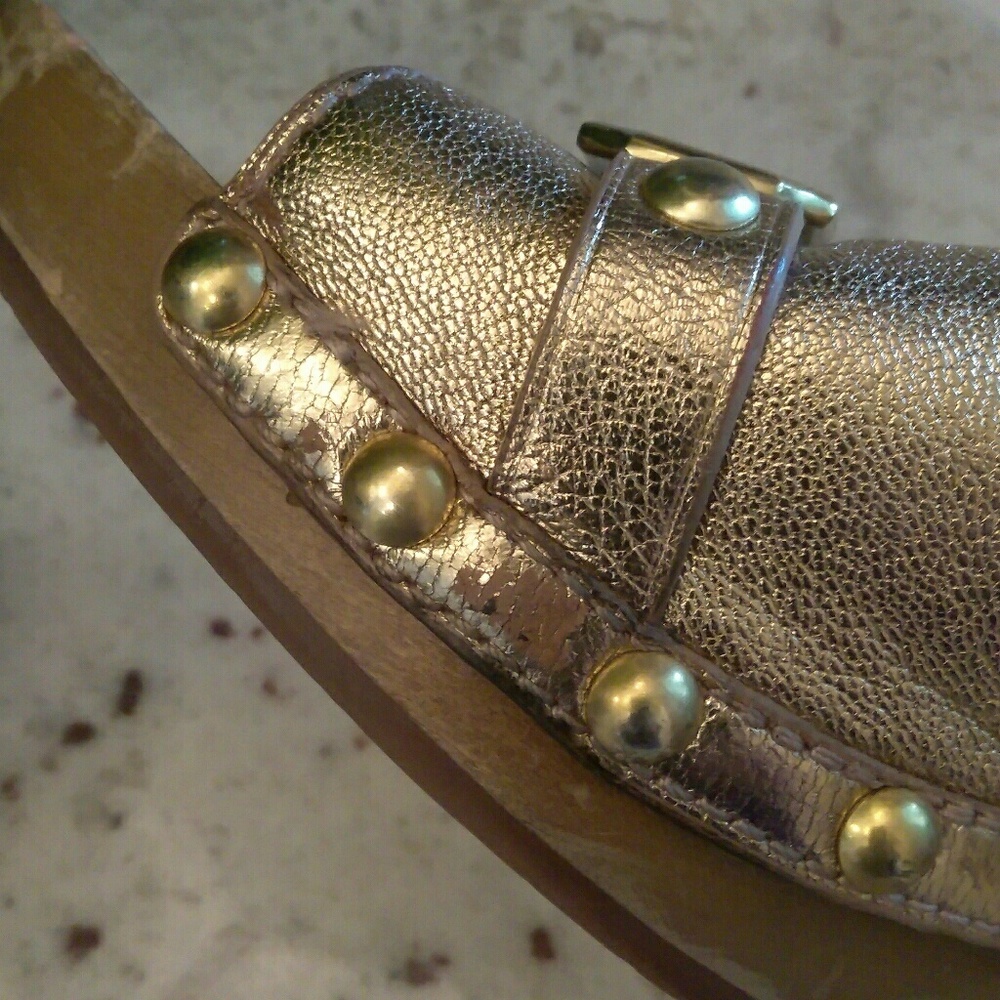 Authentic Coach Gold Leather Clogs - Picture 6 of 7